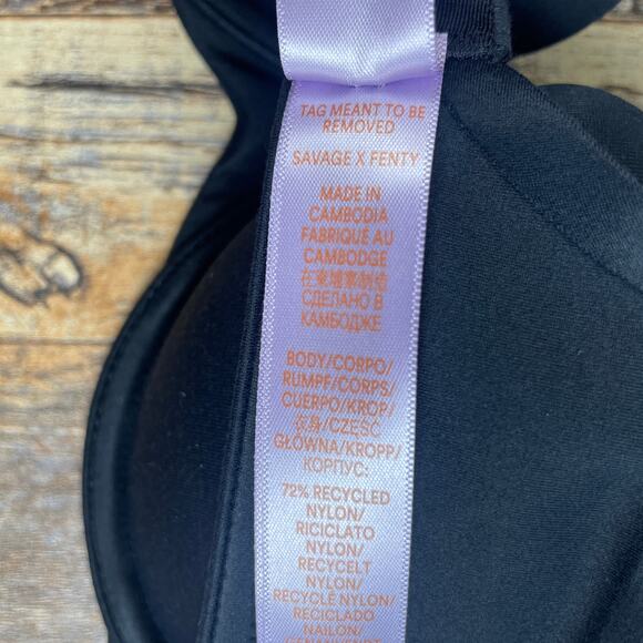 Savage X Fenty by Rihanna Women's 32C Caviar Black Soft N Savage Padded Demi Bra - Picture 16 of 16